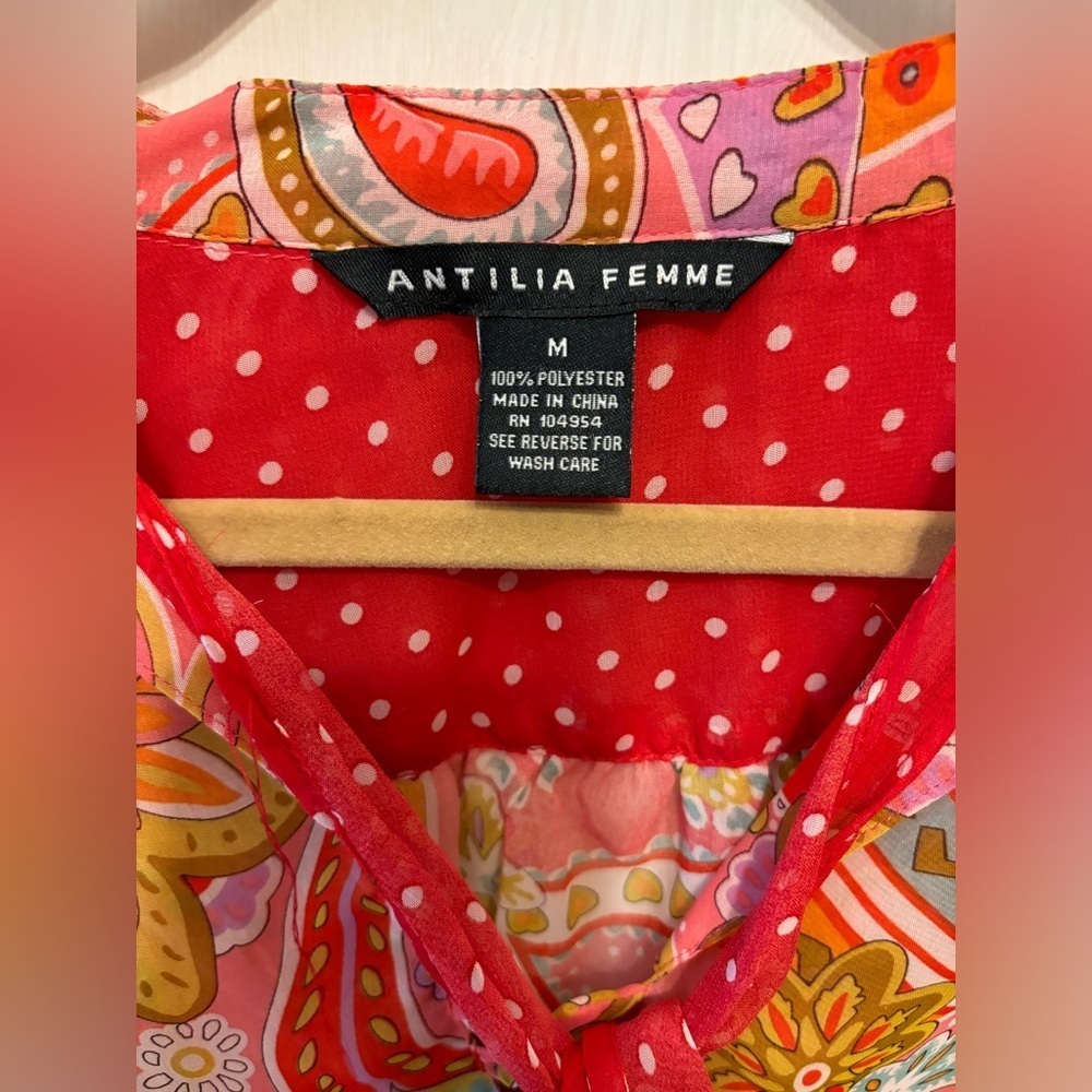 Blouse by ANTILIA FEMME beautiful bright pattern long sleeved shirt so unique! - Picture 6 of 7